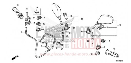 COMMUTATEUR/CABLE/MIROIR SH125AD de 2013